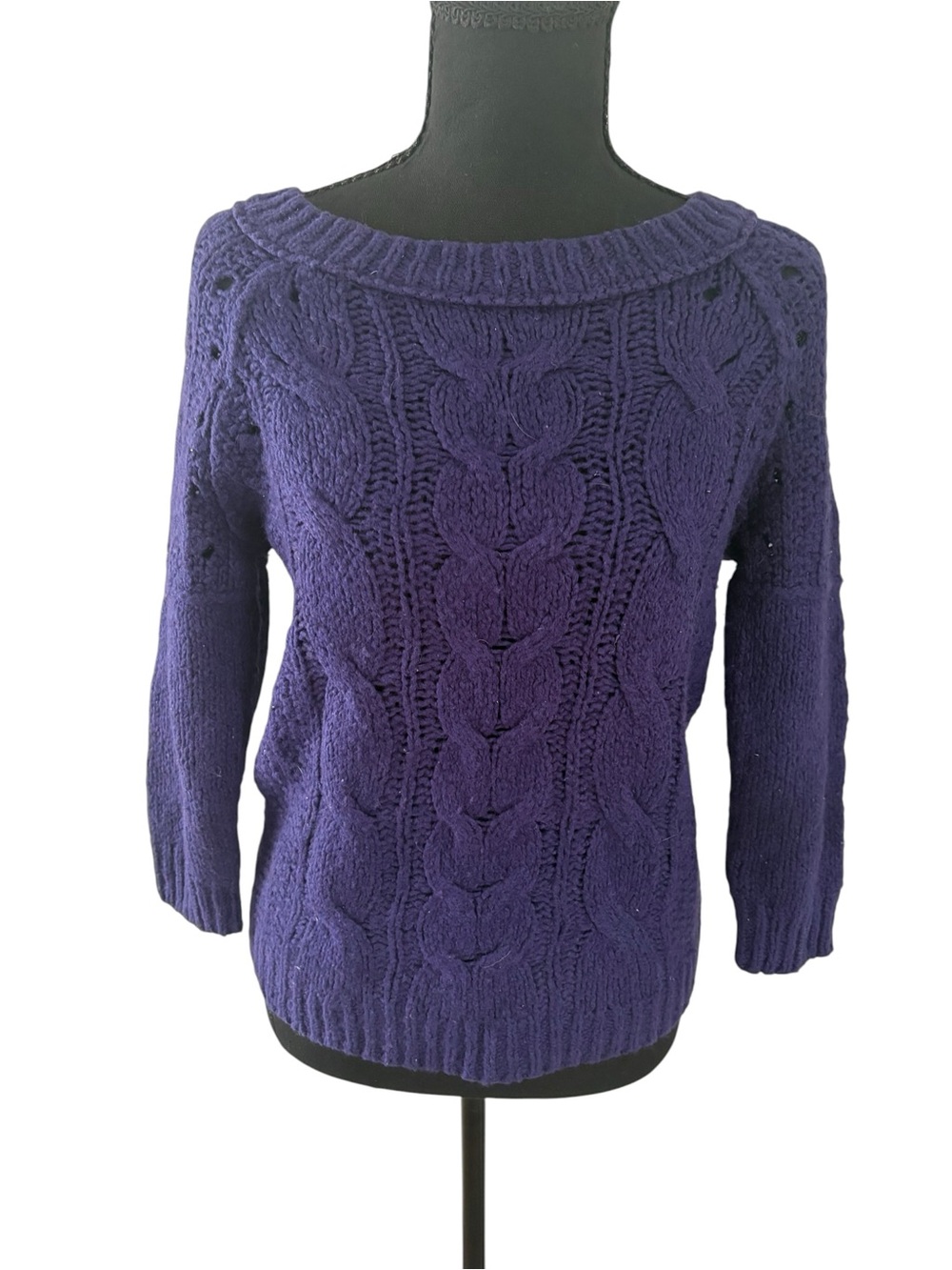 LOFT Deep Purple Cable Knit Sweater